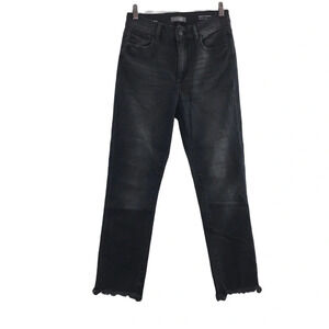 DL1961 Mara Straight Instaculpt Ankle‎ Jeans Womens 26 High Rise Black Raw Hem